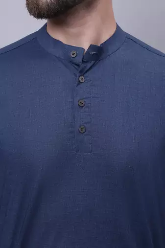 Pure cotton short kurta with band collar