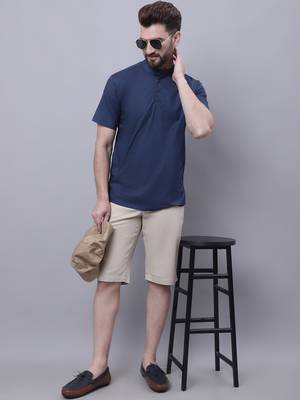Pure cotton short kurta with band collar 5