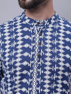 Pure cotton short kurta with band collar 4