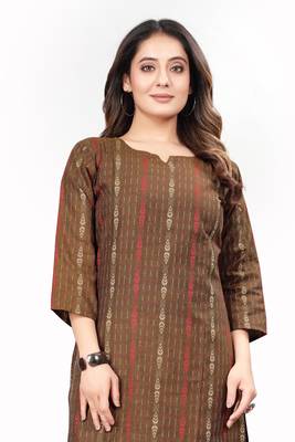 Textile cloth women's brown color cotton printed kurta 1