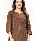 Textile cloth women's brown color cotton printed kurta