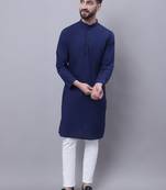 Pure cotton kurta with band collar