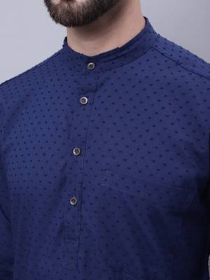 Pure cotton kurta with band collar 5