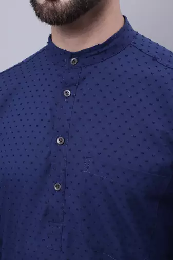 Pure cotton kurta with band collar