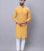 Pure cotton kurta with band collar