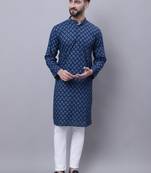 Pure cotton kurta with band collar