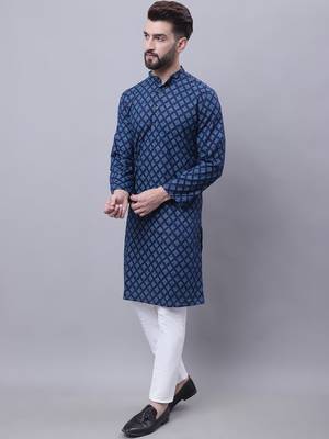 Pure cotton kurta with band collar 2