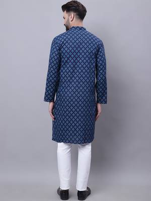 Pure cotton kurta with band collar 3