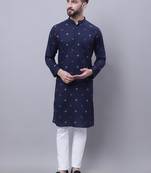 Pure cotton kurta with band collar