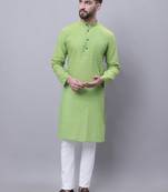 Pure cotton kurta with band collar