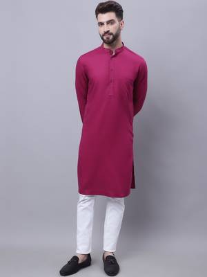 Pure cotton kurta with band collar 1