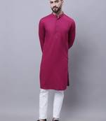 Pure cotton kurta with band collar