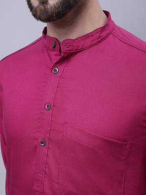 Pure cotton kurta with band collar 3