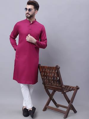 Pure cotton kurta with band collar 4