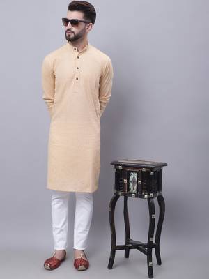 Pure cotton kurta with band collar 5