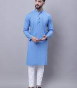Pure cotton kurta with band collar