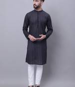 Pure cotton kurta with band collar