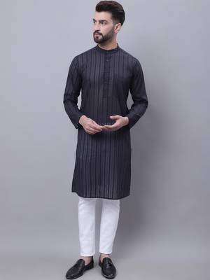 Pure cotton kurta with band collar 2
