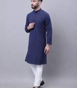 Pure cotton kurta with band collar