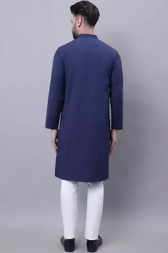 Pure cotton kurta with band collar
