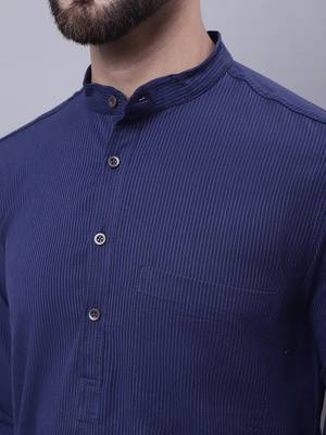 Pure cotton kurta with band collar 3
