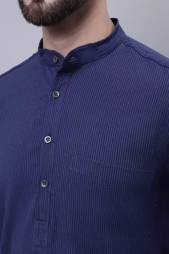 Pure cotton kurta with band collar