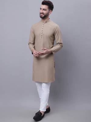 Pure cotton kurta with band collar 1