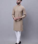 Pure cotton kurta with band collar