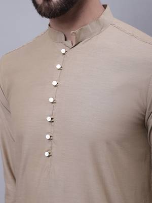 Pure cotton kurta with band collar 3