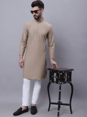 Pure cotton kurta with band collar 4