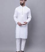 Pure cotton kurta with band collar