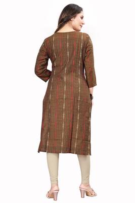 Textile cloth women's brown color cotton printed kurta 5