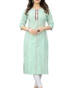 Textile cloth women's pista color cotton printed kurta