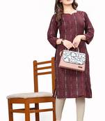 Textile cloth women's Maroon color cotton printed kurta