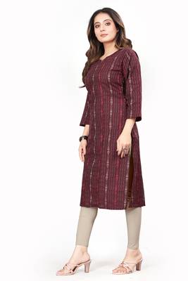 Textile cloth women's Maroon color cotton printed kurta 3