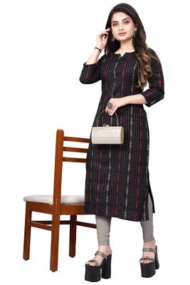 Textile cloth women's black color cotton printed kurta 4