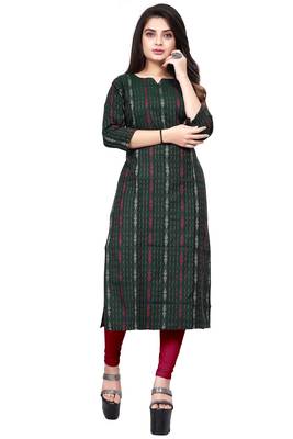 Textile cloth women's green color cotton printed kurta 1