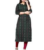 Textile cloth women's green color cotton printed kurta