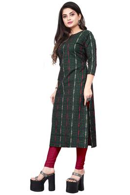Textile cloth women's green color cotton printed kurta 2