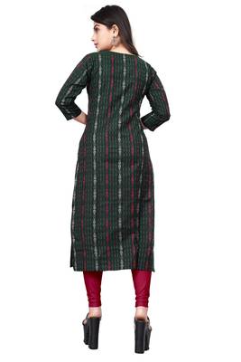 Textile cloth women's green color cotton printed kurta 3