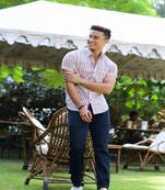 Hatheli men white comfort opaque printed casual shirt