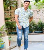 Hatheli men white comfort opaque printed casual shirt