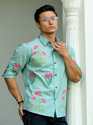 Hatheli floral printed cotton casual shirt 1