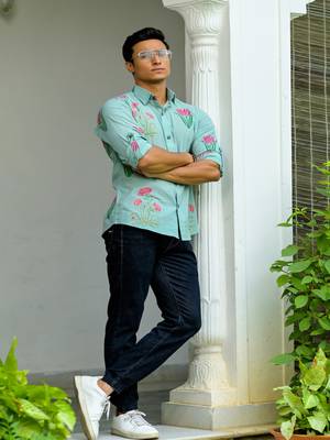 Hatheli floral printed cotton casual shirt 4
