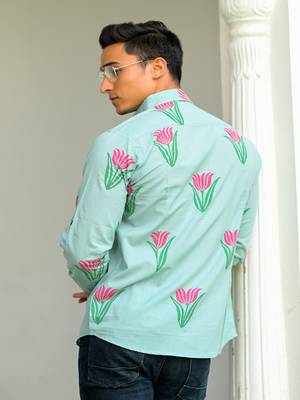 Hatheli floral printed cotton casual shirt 5