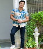 Hatheli men blue comfort opaque checked casual shirt