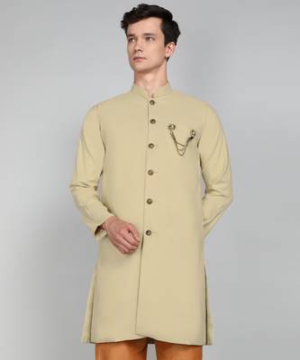 Solid Cream Cotton Blend Nawabi With Paijama 2
