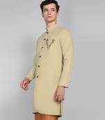 Solid Cream Cotton Blend Nawabi With Paijama