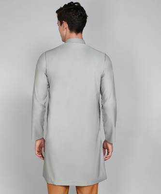 Solid Grey Cotton Blend Nawabi With Paijama 4