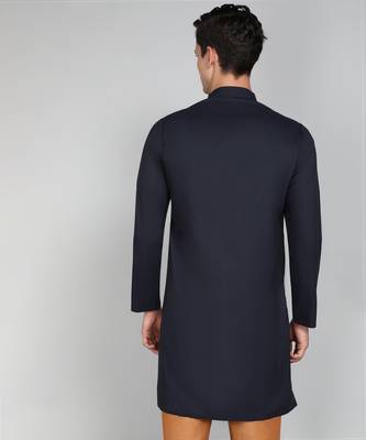 Solid Navy Blue Cotton Blend Nawabi With Paijama 4
